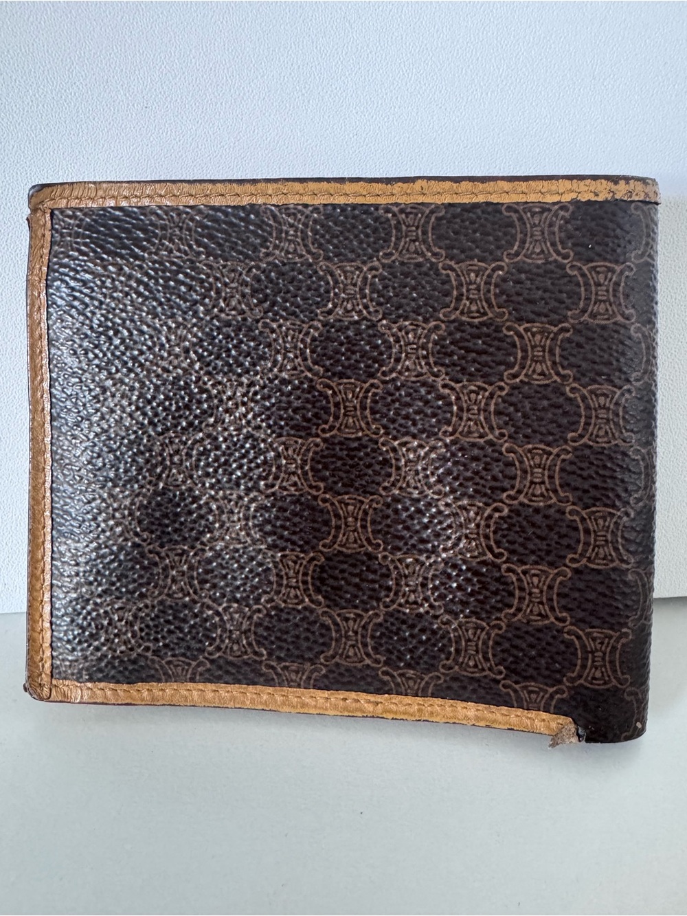CELINE Authentic Vintage Wallet Macadam Bi Fold in Brown and Tan - Picture 2 of 11